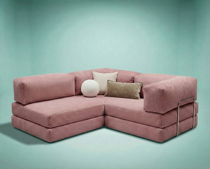 Atelier Del Sofa Sofá-Cama Esquinero Kanyon - Rosa